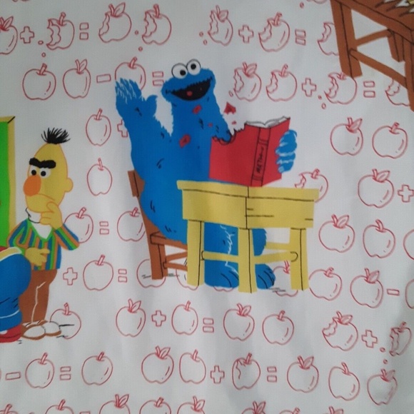 Vintage Muppets SESAME STREET School Room Flat & Fitted Twin Sheets - Picture 4 of 9